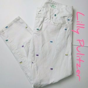 Lilly Pulitzer Size 10 Worth Skinny Mini Jeans with Embroidered Fish
